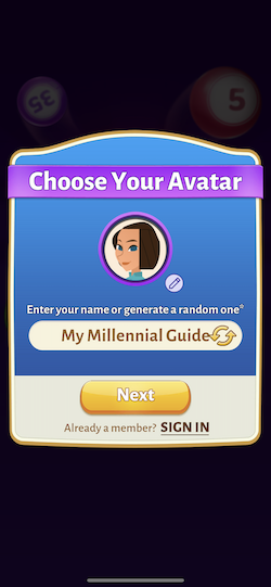 choose avatar on bingo cash