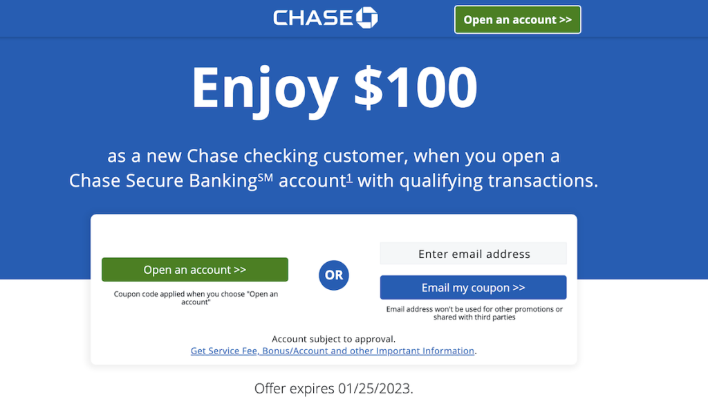 chase secure banking bonus