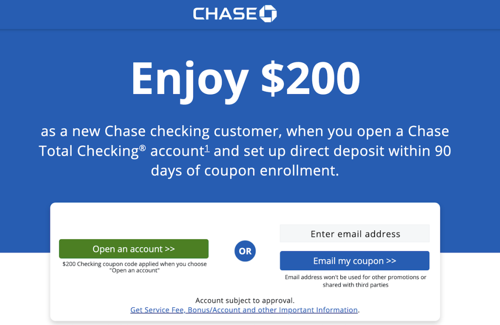 chase total checking bank bonus