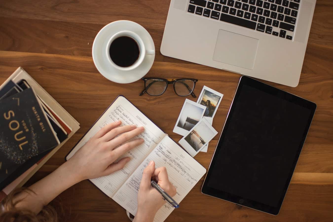 A photo of a woman working