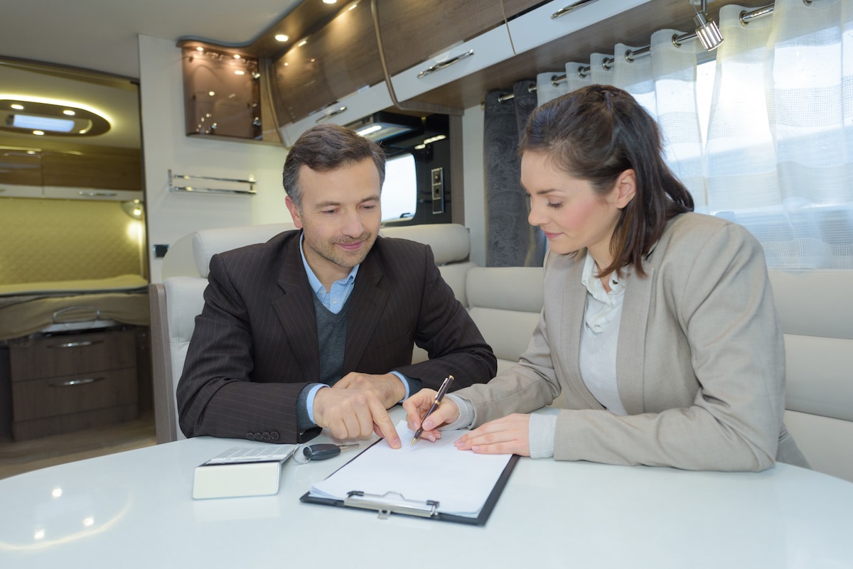 couple financing an RV