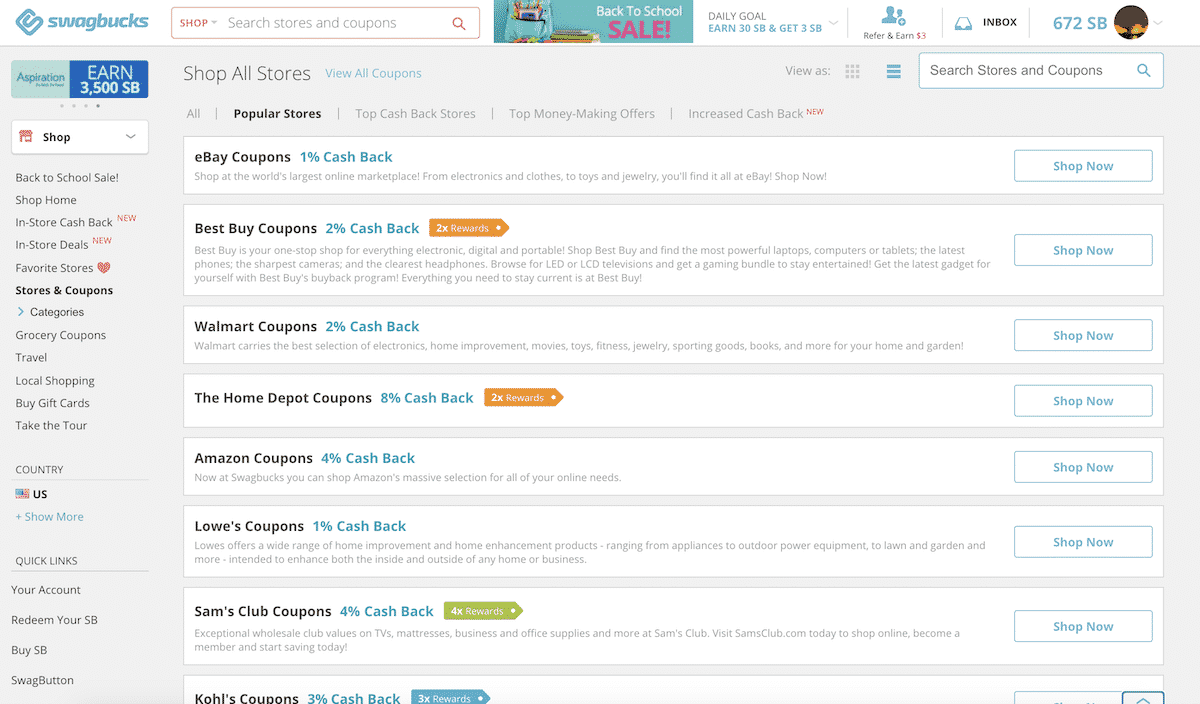 swagbucks coupons