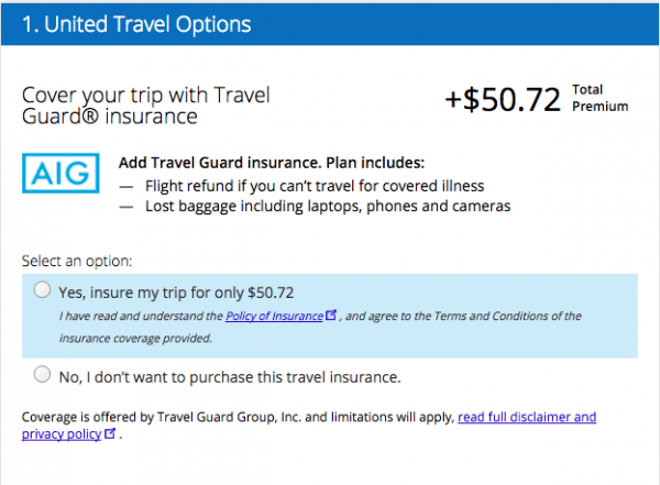 travel insurance add on example