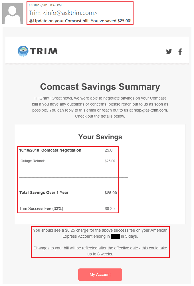 trims savings